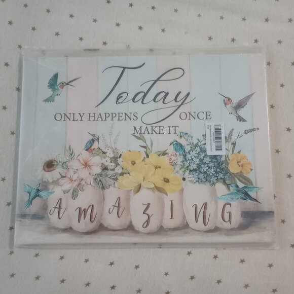 Other - New canvas print jars flowers hummingbirds 12" x 16"